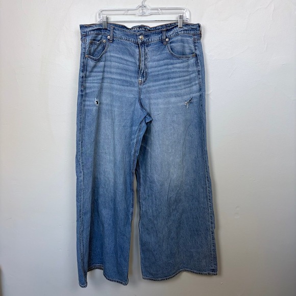American Eagle Super High Rise Ultra Wide Leg Y2K Streetwear Retro Size 16 - Picture 2 of 11